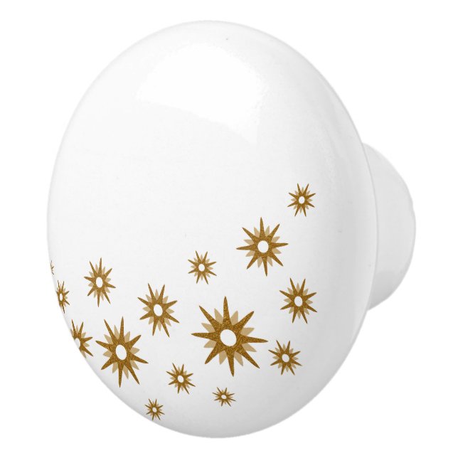 White & Guld Starbursts Ceramic Knob Knopp (Höger)