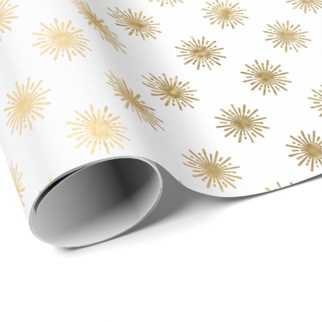 White Guld Stars Confetti delikat Konfetti Sol Presentpapper (Rullad Hörn)