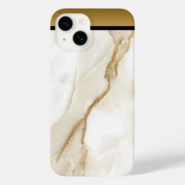 White Guld Tan Marble Mönster iPhone/Android (Baksida)