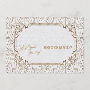 White Guld Underbar Gatsby Art Dec Bröllop Bridesm Inbjudningar