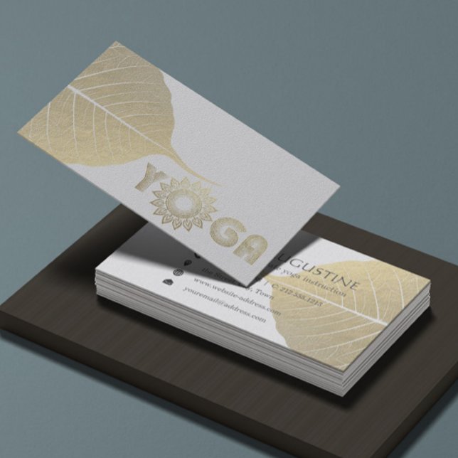 White & Guld Yoga Mediation Mandala Bodhi Löv Visitkort (Skapare uppladdad)