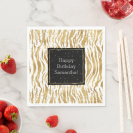 White Guld Zebra Glitz Confetti Pappersservett