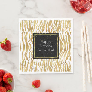White Guld Zebra Glitz Confetti Pappersservett