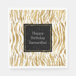 White Guld Zebra Glitz Confetti Pappersservett