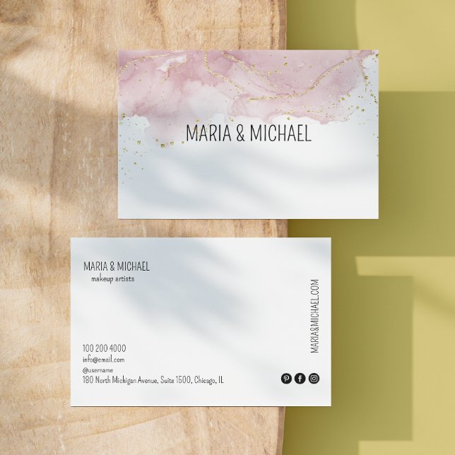 White Hair Salon Ro Guld Handskriftlig Visitkort (White Hair Salon Rose Gold Handwritten Business Card)