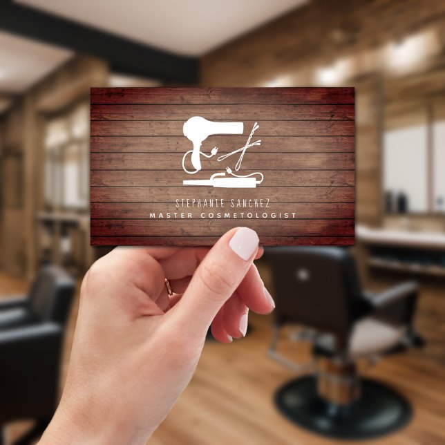 White Hair Verktyg Salon Cosmetolog Rustic Visitkort (Skapare uppladdad)