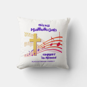 White HALLELUJAH CHRIST ÄR RISEN Christian Påsk Kudde