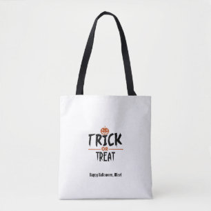 White Halloween Bus eller godis-utskrift Tygkasse