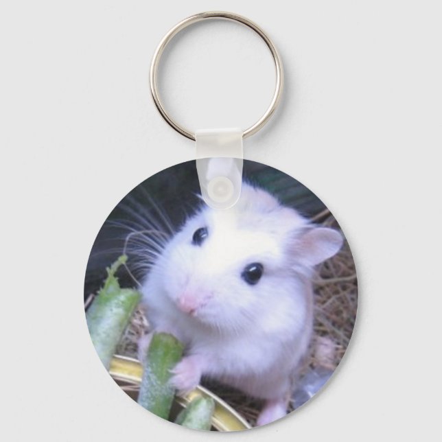 White Hamster Nyckelring (Framsida)