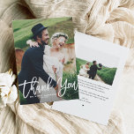 White Hand Lettering Photo Bröllop Tack Kort<br><div class="desc">Gratulerar till din speciella dag med anpassadets -fotokort, bröllop-tack, med elegant-handsbokstäver. Ladda upp dina favoritfoton från bröllop och anpassa dig genom att lägga till namn, datum och meddelande för bröllop. Det här fotot-tackkortet från bröllop finns i andra kartonger. Beställ fotot av bröllop i anpassadet i dag tack vare dina kort...</div>