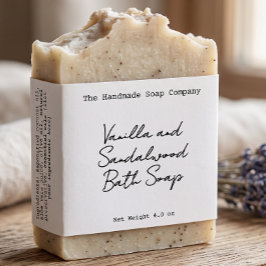 White Handwritten Look Soap Label Fraktsedel