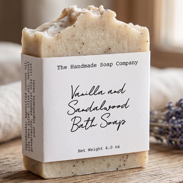 White Handwritten Look Soap Label Fraktsedel (Skapare uppladdad)