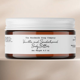 White Handwritten Minimalist Body Butter Jar Label Etikettband