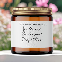 White Handwritten Typed Look Cosmetics Jar Label Vattenflaska Etikett