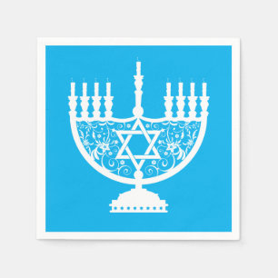 White Hanukkah menorah Pappersservett