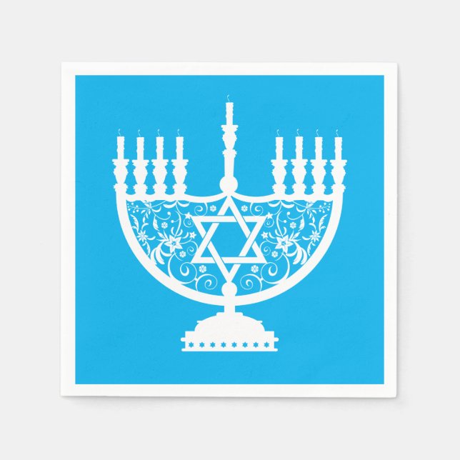White Hanukkah menorah Pappersservett (Framsidan)