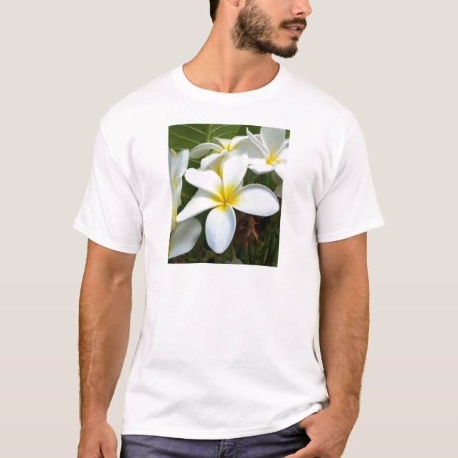 White Hawaii Plumeria Flower T Shirt (Framsida)