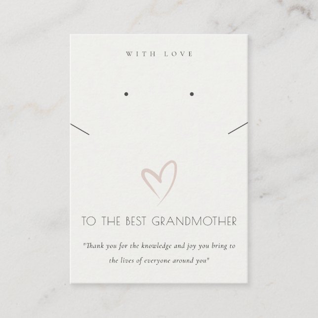 WHITE HEART BEST GRANDMOTHER GIFT NECKLACE EARRING PLACERINGSKORT (Framsida)