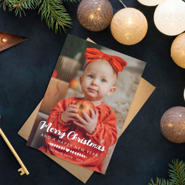 White Heart Greenery Photo God jul Julkort (Skapare uppladdad)