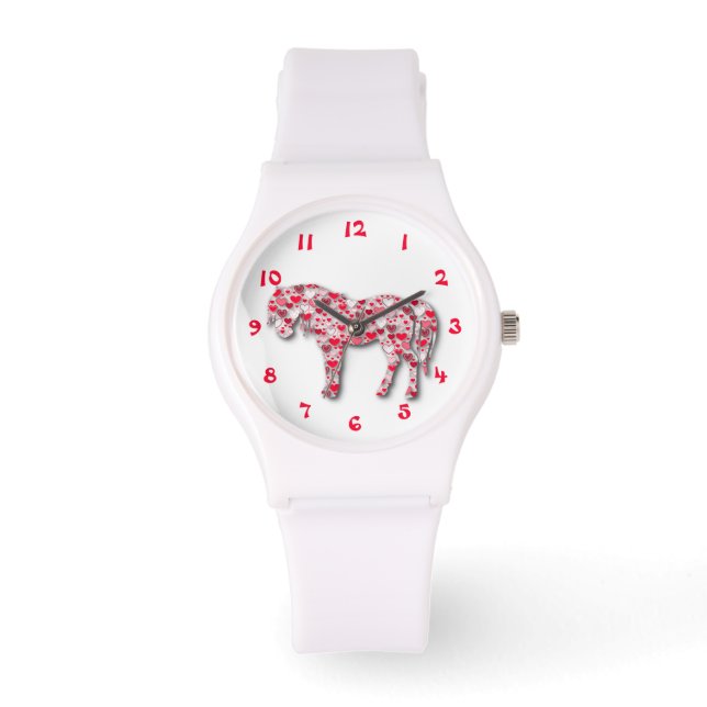 White Heart Horse Pony Watch Armbandsur (Framsida)