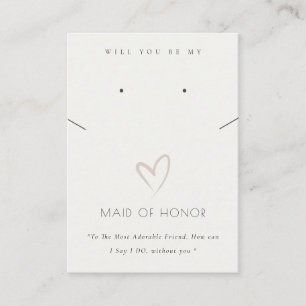 WHITE HEART MAID OF HONOR GIFT NECKLACE EARRING PLACERINGSKORT