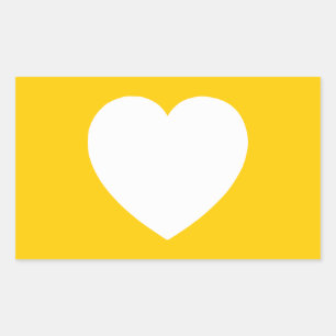 White Heart på Guld Rektangulärt Klistermärke