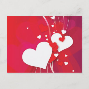 White Hearts Red Stollig Vykort