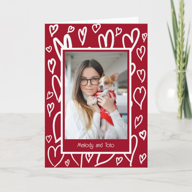 White Hearts Valentine Fotolampa Helgkort (Framsida)