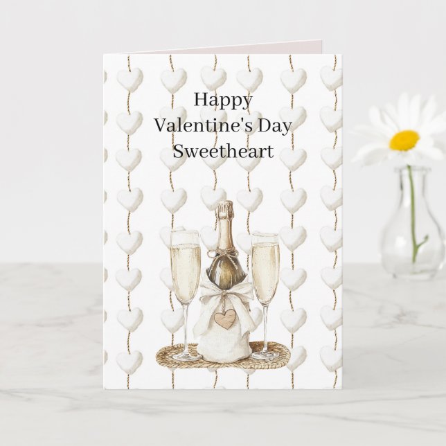 White Hearts Valentine's Day Romance Love Kort (Liten växt)