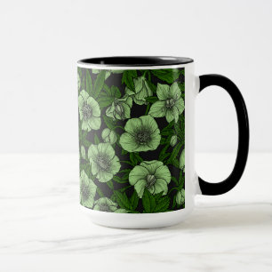 White Hellebores med löv Mugg