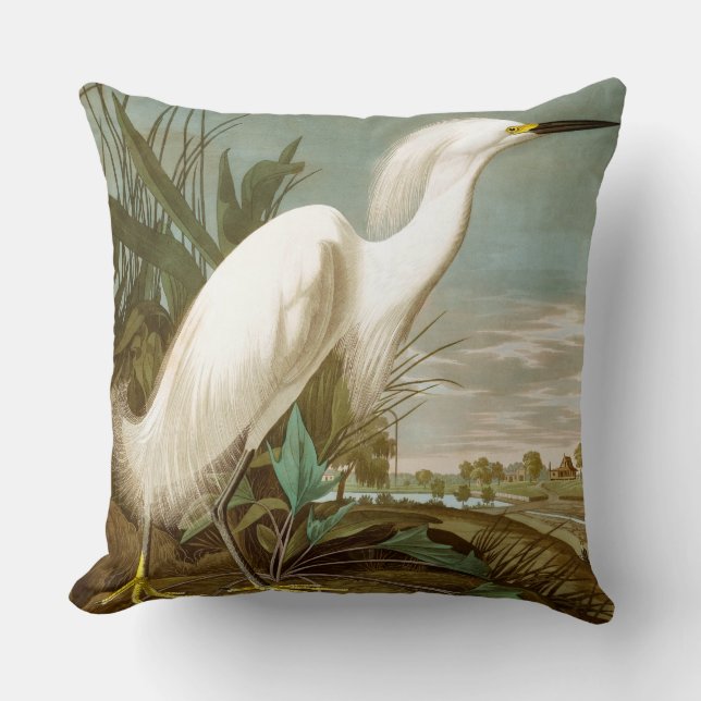 White Heron av John James Audubon Kudde (Framsida)