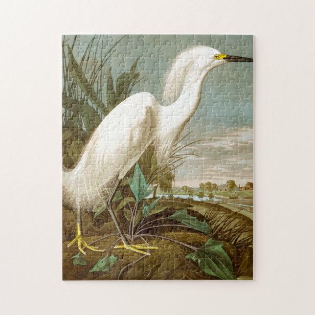 White Heron av John James Audubon Pussel (Vertikal)