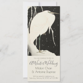 White Heron in Snö Winter Wedding Inbjudningar