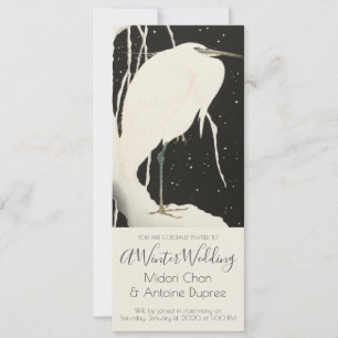 White Heron in Snö Winter Wedding Inbjudningar