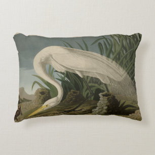 White Heron, Underbar Egret, Audubon Birds of Amer Prydnadskudde