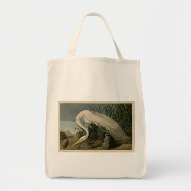 White Heron, Underbar Egret, Audubon Birds of Amer Tygkasse (Framsidan)