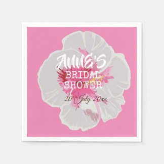 White Hibiscus Flowers Anpassningsbar Pappersservett