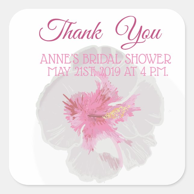 White Hibiscus Fyrkantigt Klistermärke (Framsida)