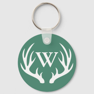 White Hjort Antlers & Initial Brev Nyckelring