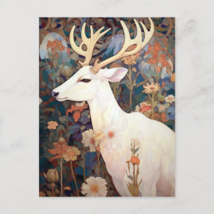 White Hjort Beautfiul Fantasy Art Vykort