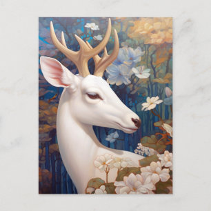 White Hjort Beautfiul Fantasy Art Vykort