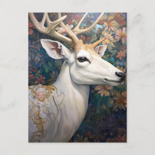 White Hjort Beautfiul Fantasy Art Vykort
