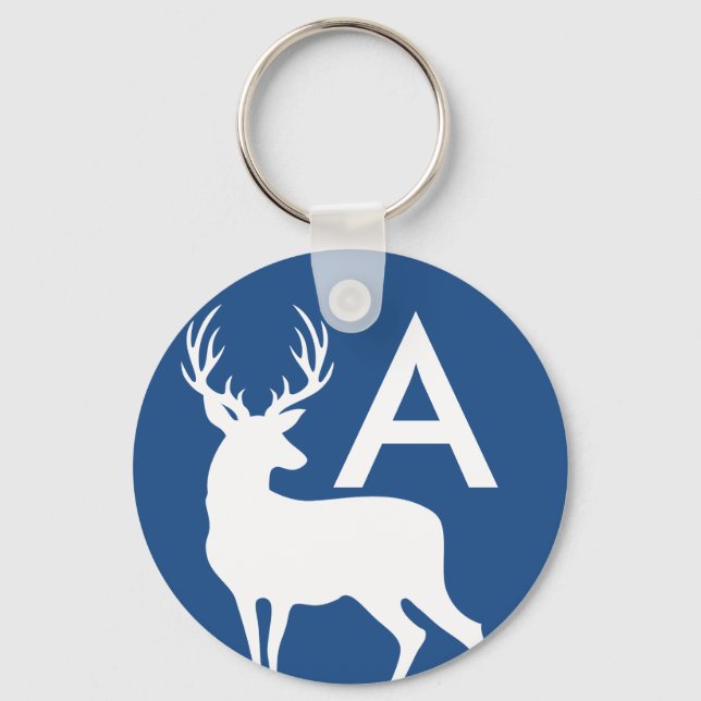 White Hjort Buck Silhouette Keychain Nyckelring (Framsida)