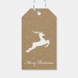 White Hjort Gift Märkre Kraft Simulated Presentetikett