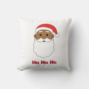 White Ho Ho Ho African American Jultomten Family Kudde