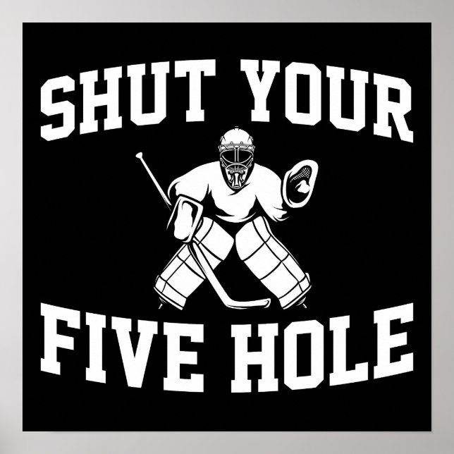 White Hockey Goalie Stäng fem Hål Poster (Framsidan)