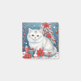White Holiday Cat  Post-it Block