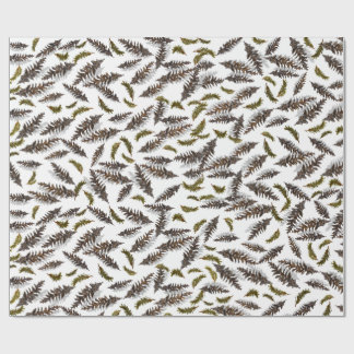 White Holiday Winter Pinecones Wrapping Paper Presentpapper