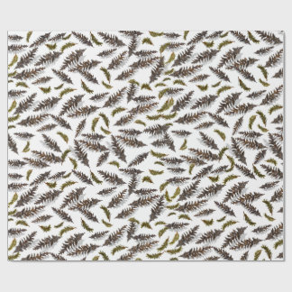 White Holiday Winter Pinecones Wrapping Paper Presentpapper