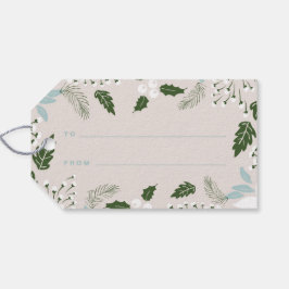 White Holly Botanical Glad helg Gift Märkre Presentetikett